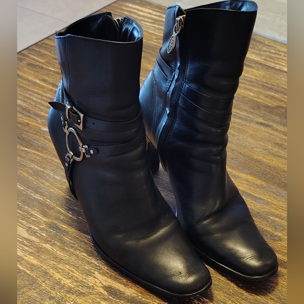Harley Davidson Black Leather Moto Ankle Boots Sons Of Anarchy Biker Size 6.5 - Picture 11 of 12